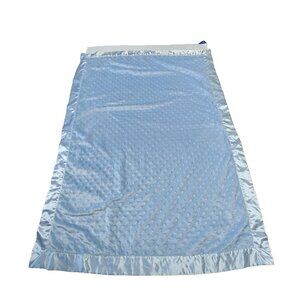Baby Starters Blanket Blue Bumpy Minky Dot Lovey Security Satin Trim 30x40 READ